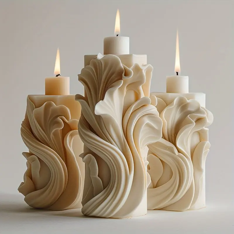 Elegant Wave & Spiral Candle Mold,Tree Pattern   
