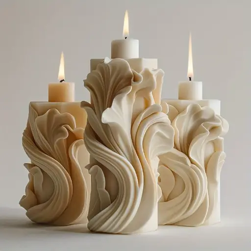 Elegant Wave & Spiral Candle Mold,Tree Pattern   